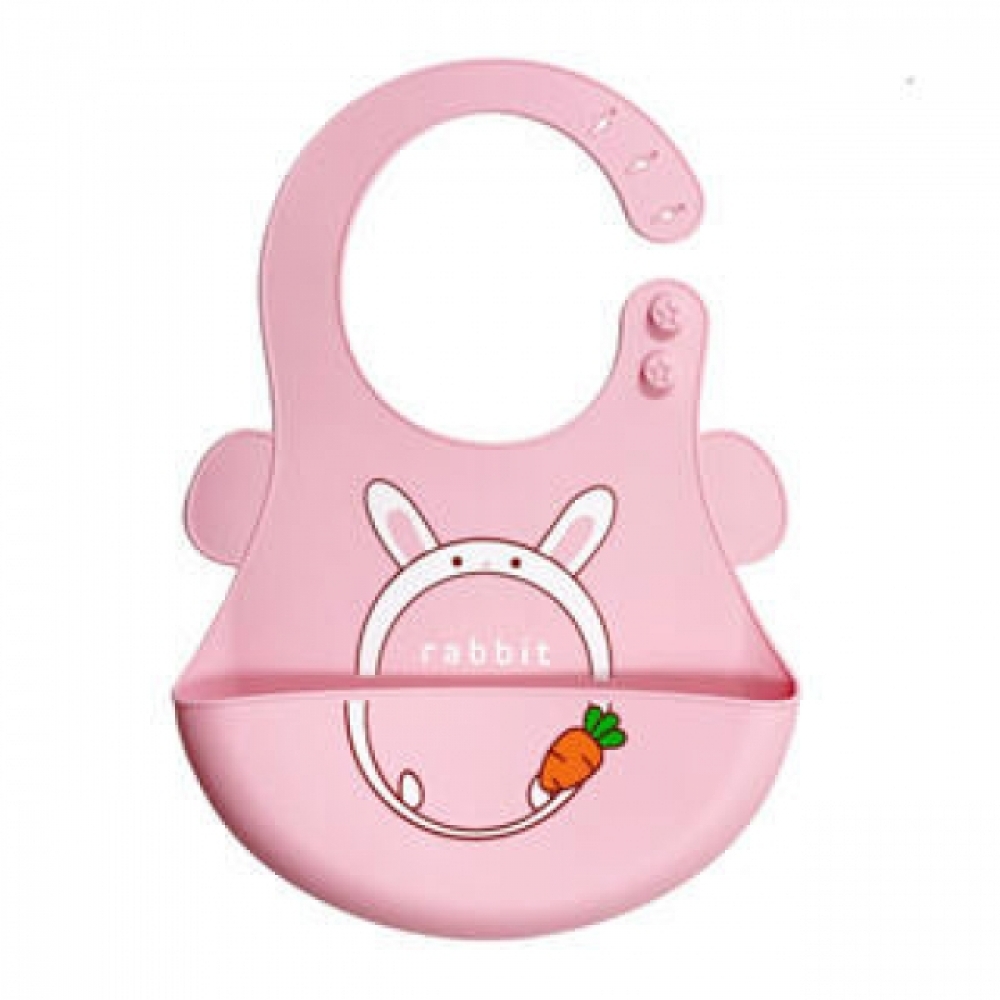 Babador Silicone Coelho Rosa