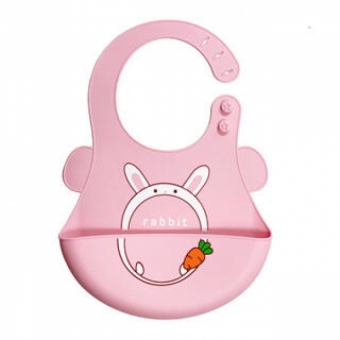 Babador Silicone Coelho Rosa