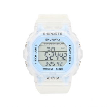 Relógio Feminino Digital Esportivo Azul Claro Transparente