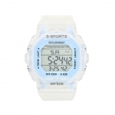 Relógio Feminino Digital Esportivo Azul Claro Transparente