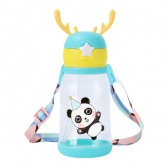 Garrafa Infantil com Canudo Panda e Alça Ajustável 500ml
