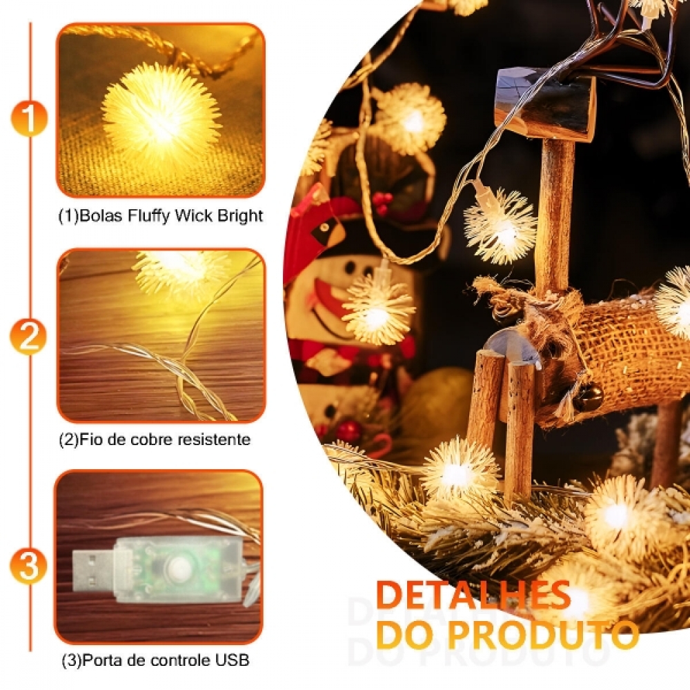 Luzes de natal estilo bola de neve 6M 40 LUZES HX634