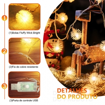 Luzes de natal estilo bola de neve 6M 40 LUZES HX634