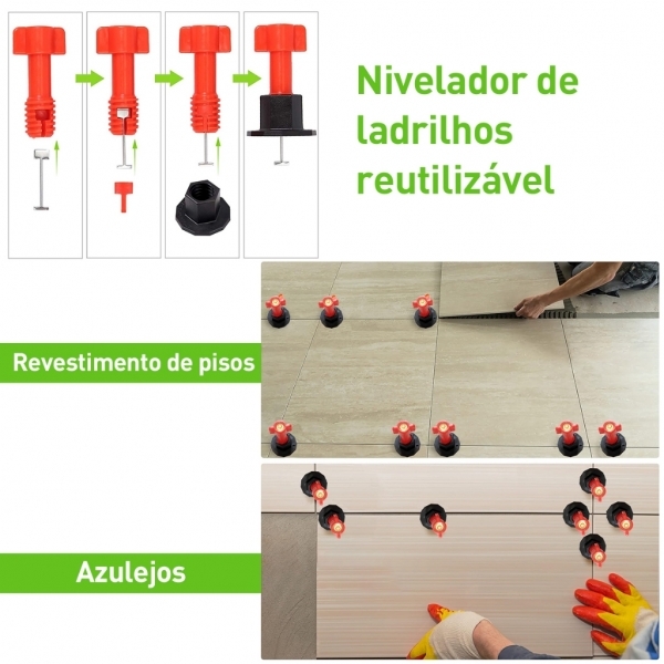 Kit Nivelador de Piso e Azulejo com Nível de Bolha