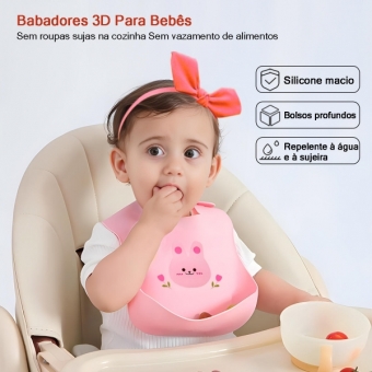Babador Infantil de Silicone BA19 – Impermeável, Ajustável