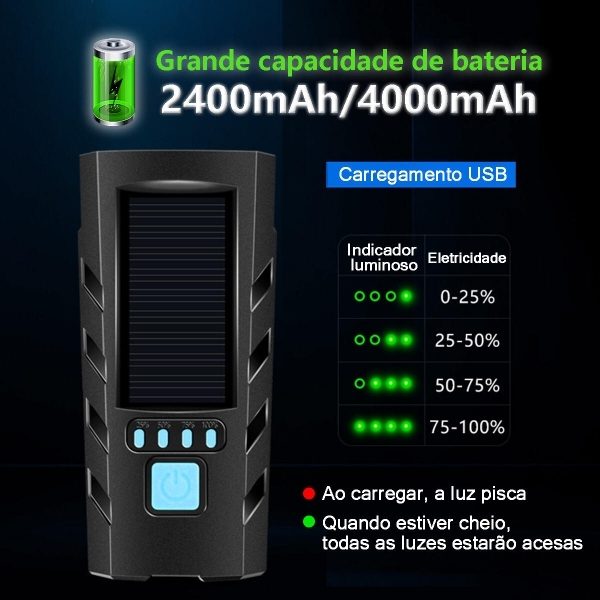 Lanterna para bike com painel solar bic007
