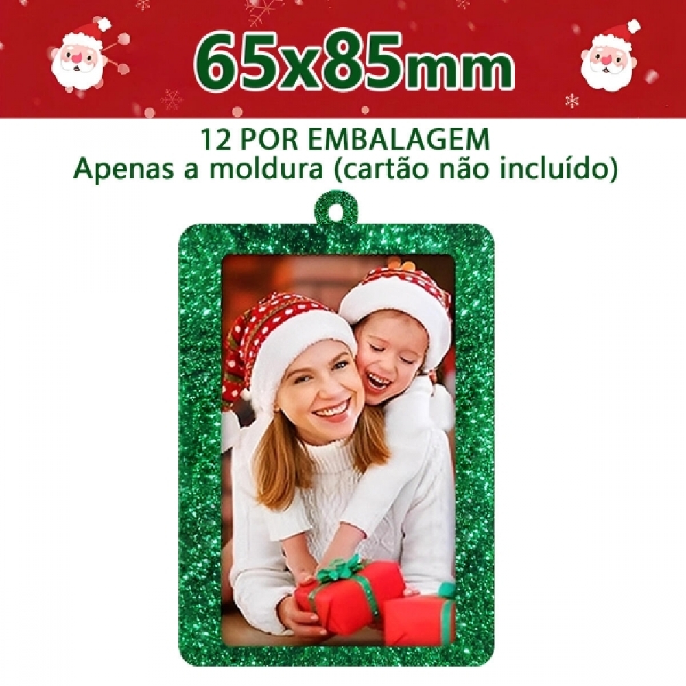 Moldura para Foto Lembrancinha de Natal Glitter 65x85mm