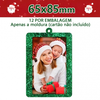 Moldura para Foto Lembrancinha de Natal Glitter 65x85mm