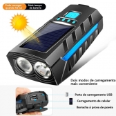 Lanterna para Bicicleta LED Recarregavel com Painel Solar