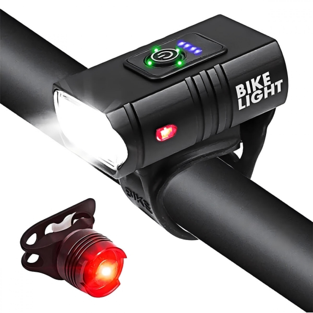 Kit Farol de LED Recarregável com Sinalizador Traseiro para