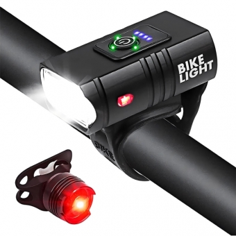 Kit Farol de LED Recarregável com Sinalizador Traseiro para