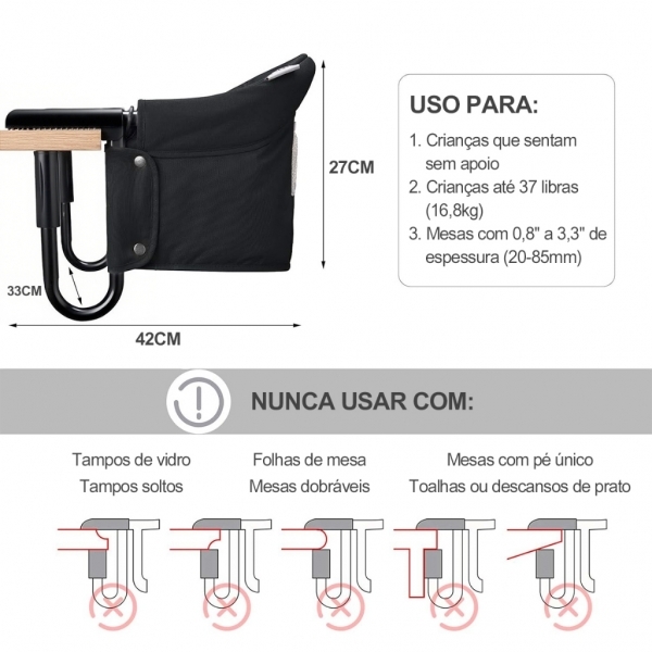 Cadeirinha de Alimentação Portátil  com Fixação ROSA
