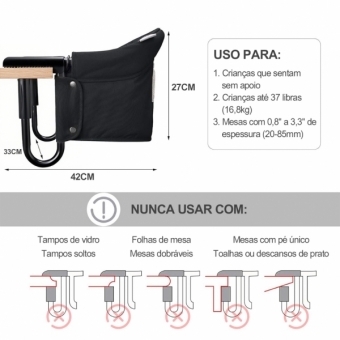 Cadeirinha de Alimentação Portátil  com Fixação ROSA
