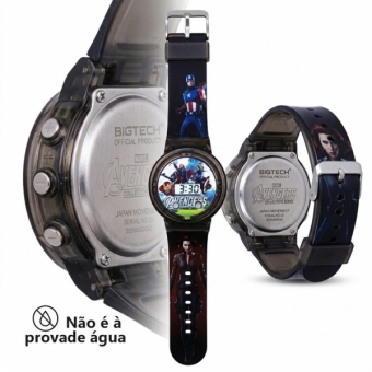 Relógio Infantil Digital Vingadores LED Pulseira Geek