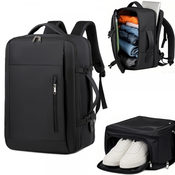 Mochila Executiva Preta com Compartimento para Sapatos
