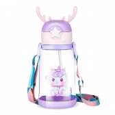 Garrafa de Água Infantil 600ml com Canudo, Alça e Design