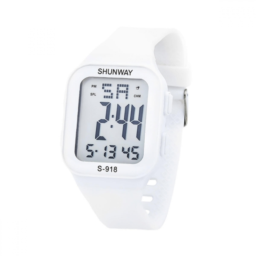 Relógio Digital Shunway S-918 Branco – Estilo Esportivo