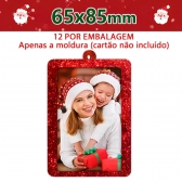 Molduras de Natal com Glitter Vermelho 65x85mm - Kit 12 Unid