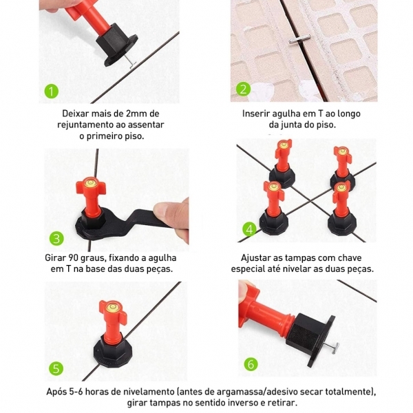 Kit Nivelador de Piso e Azulejo com Nível de Bolha