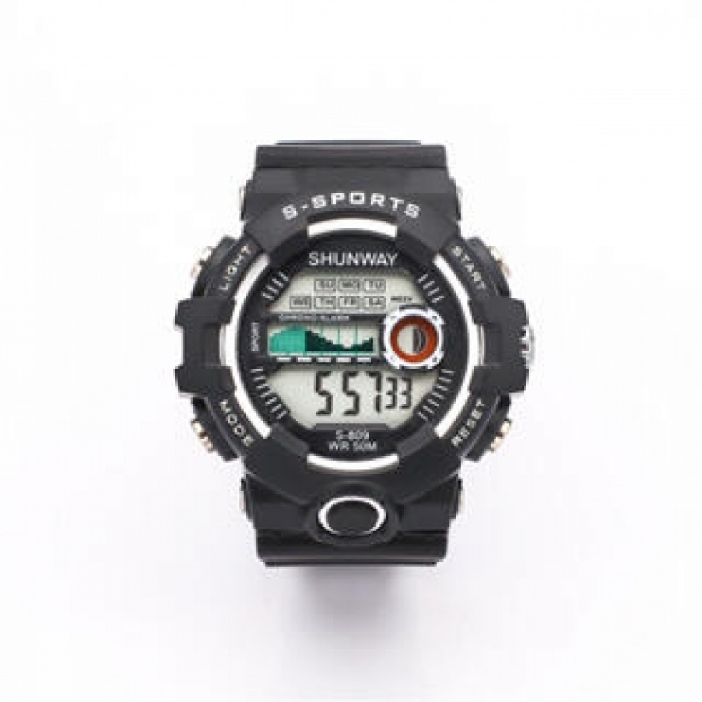 Relógio Digital Esportivo Shunway S-809 Black WR50M